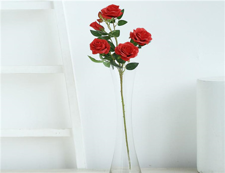 Red Silk Long Stem Roses Artificial Flower for Home and Wedding Party Decoration