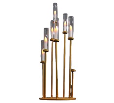 8 Arms Gold Cluster Candle Holder With 8 Glass Shades