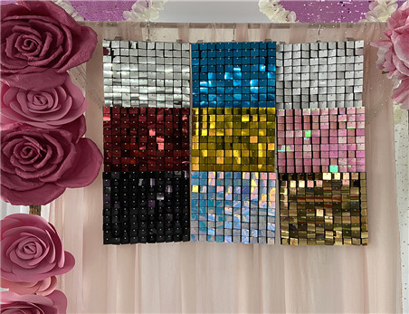 Plastic PVC Shiny 3D multicolor shimmer interior sequin wall panel for background party wedding decoration