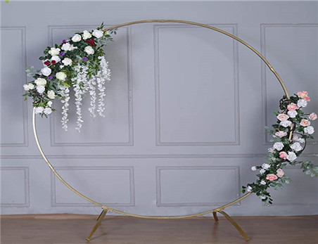 7.5 Ft Detachable Round Gold Metal Wedding Arch Portable Photo Booth Backdrop Stand